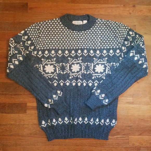 Vintage Mens 80s Fair Isle Knit Ski  Sweater Sz. Lg Rob Winter Cozy Grandpa - Picture 1 of 10